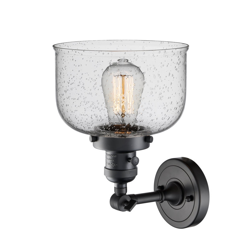 Applique murale 1 lumière 5 po Bell, Ampoule à DEL rétro de 3,5 W, Grainé, Noir mat