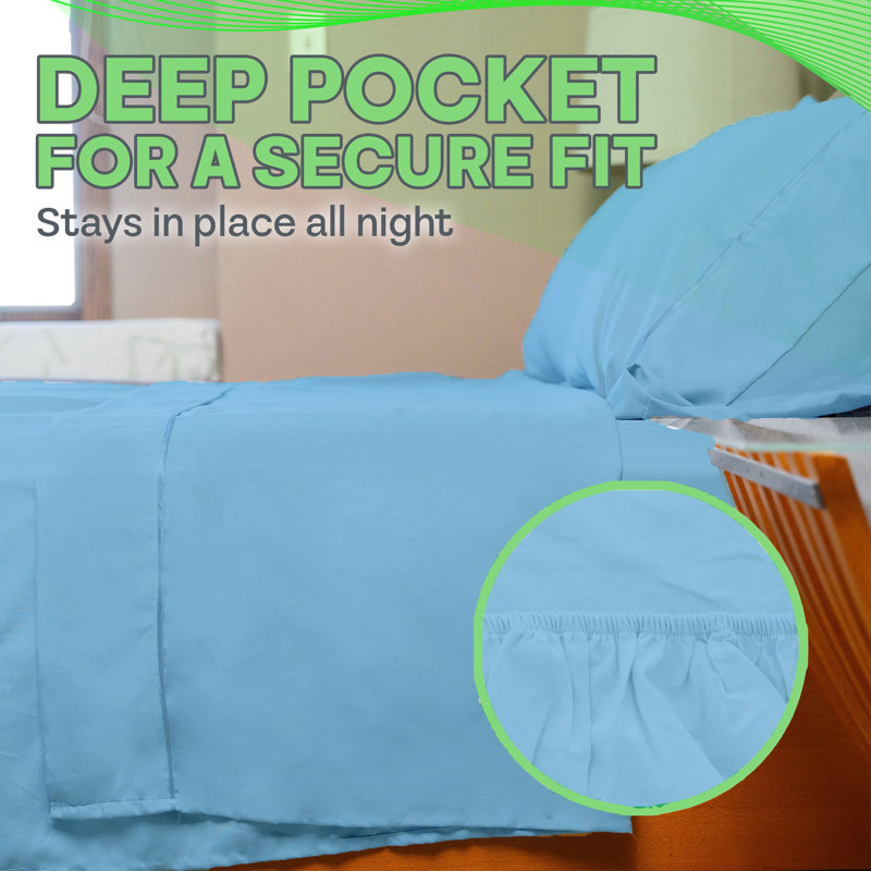 Ultra Soft Bamboo Sheet Set - 4 Pc Set - Wrinkle Resistant - Cooling Sheets with Deep Pockets, Denim