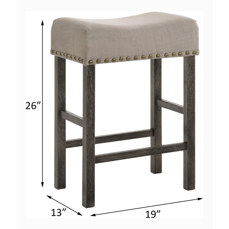 Tabouret de comptoir rembourré Haigh , Gris patiné