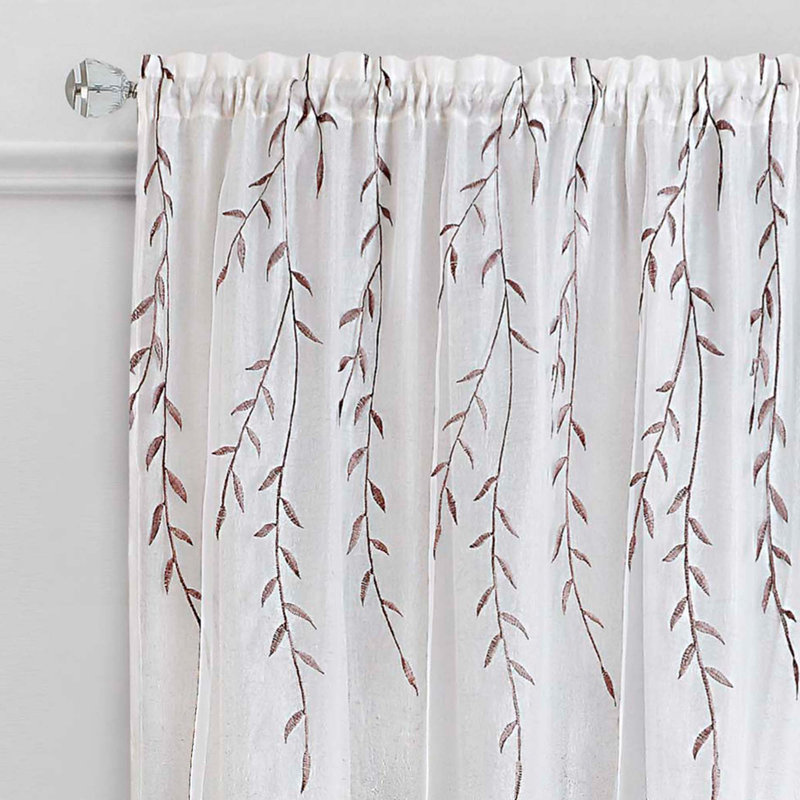 Hadlee Semi Sheer Curtain Single Panel, White, 42" x 63"