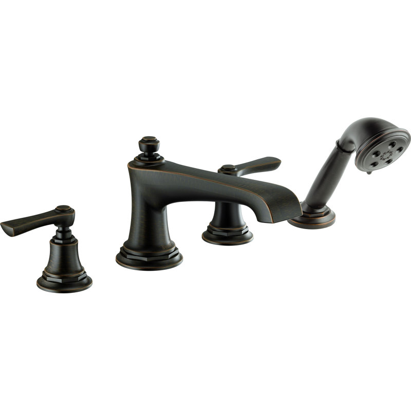 Rook® Double Handle Deck Mounted Roman Tub Faucet, Venetian Bronze, Lever
