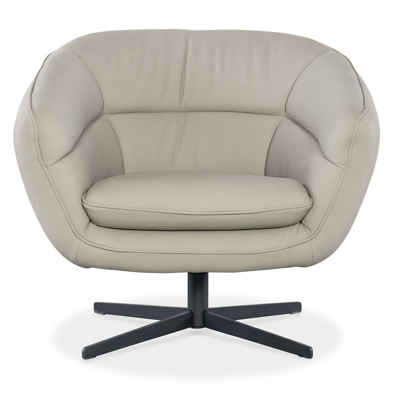 CC Swivel Armchair, Beige Genuine Leather