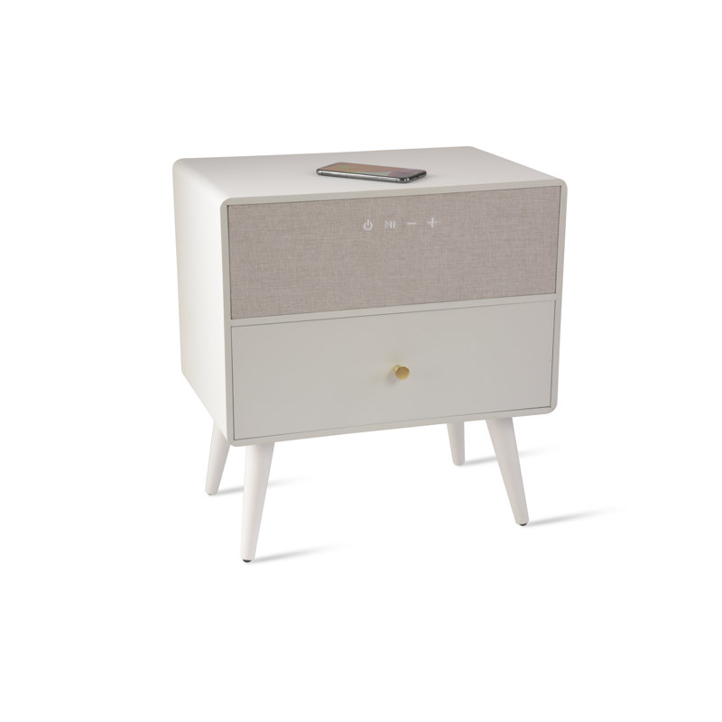 Lokken End Table with Built-In Outlets, White