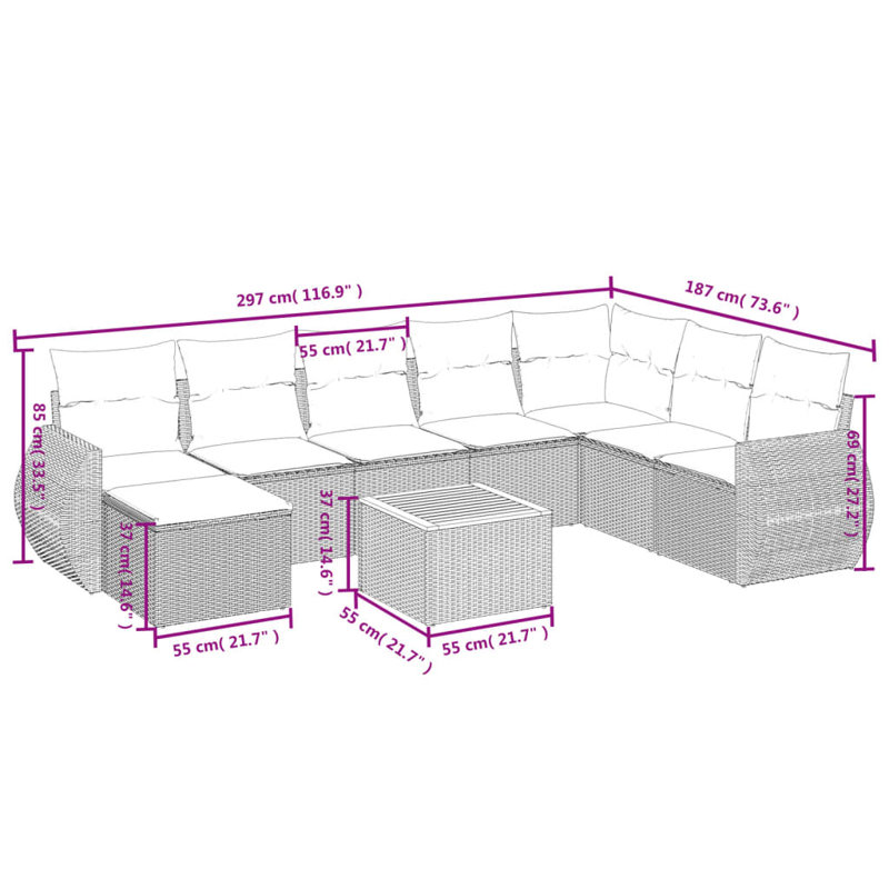Ensemble de canapé de jardin Vidaxl