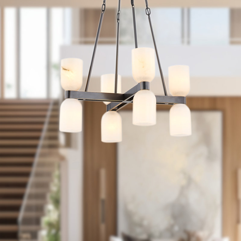 Lucian 8 - Light Chandelier, Urban Bronze/Alabaster