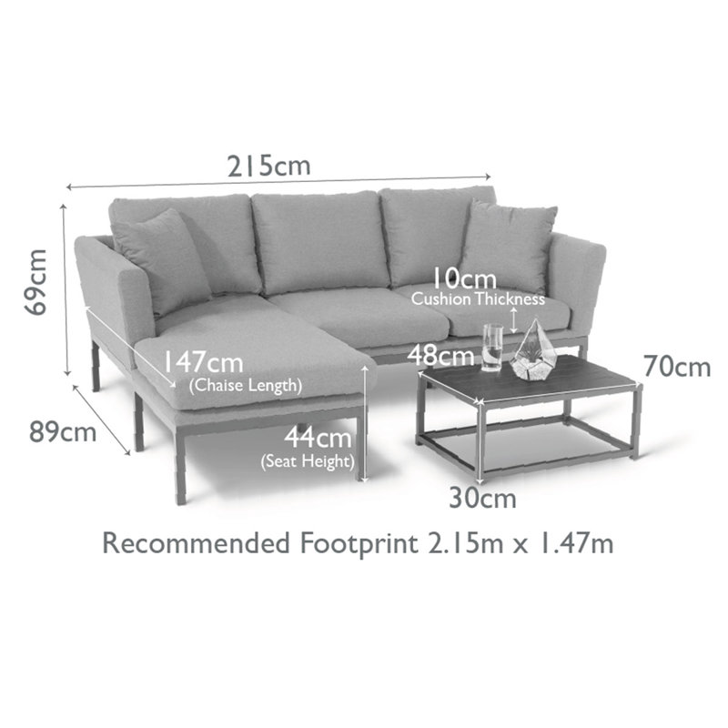 Boisdale Outdoor Fabric Chaise Sofa Set, Light Grey, White