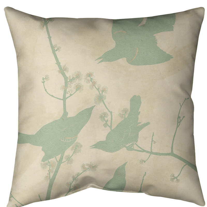 Housse et insert de coussin carré John James Audubon, 40 po x 40 po, Jaune; vert
