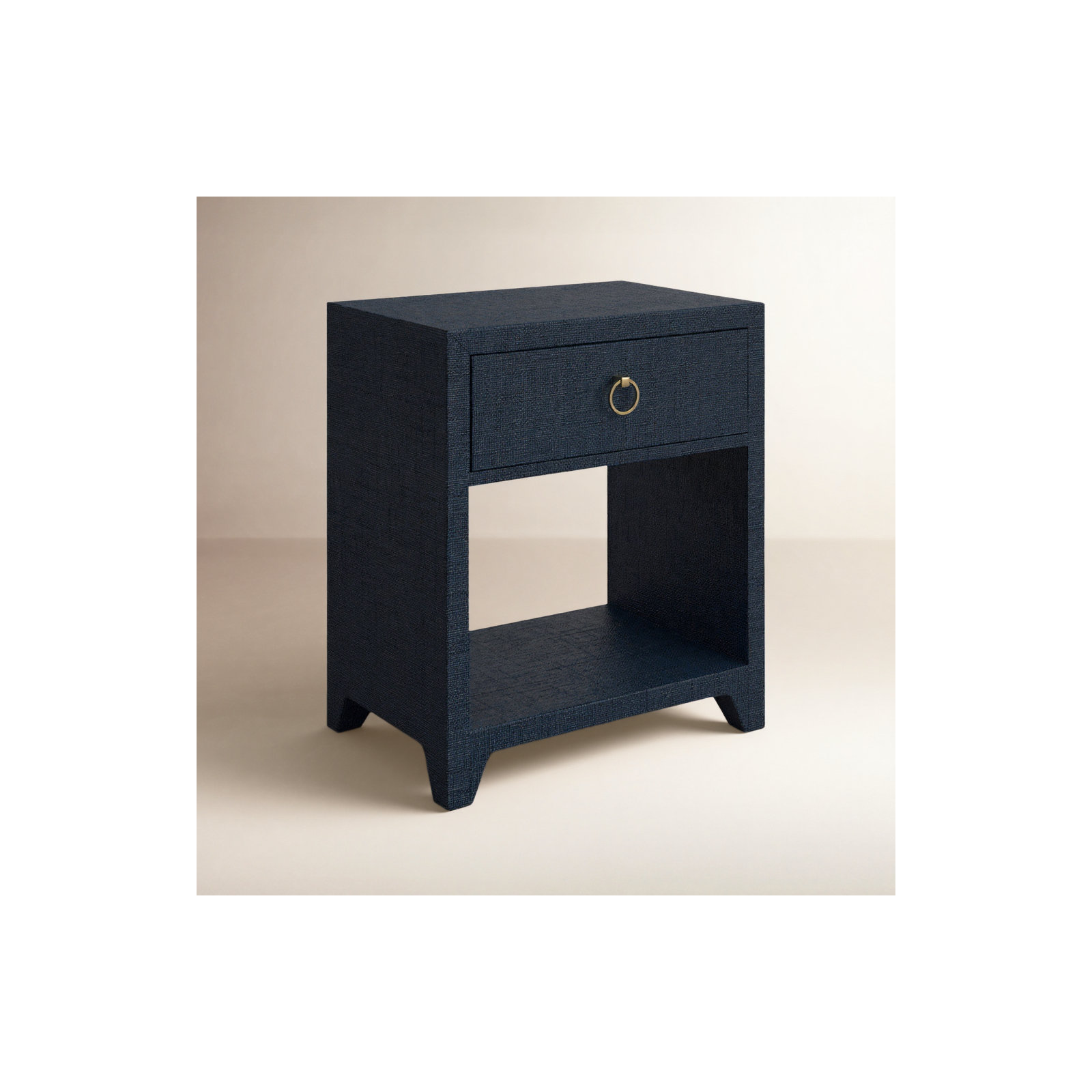 Cleo Raffia 1 - Drawer Nightstand, Navy Blue