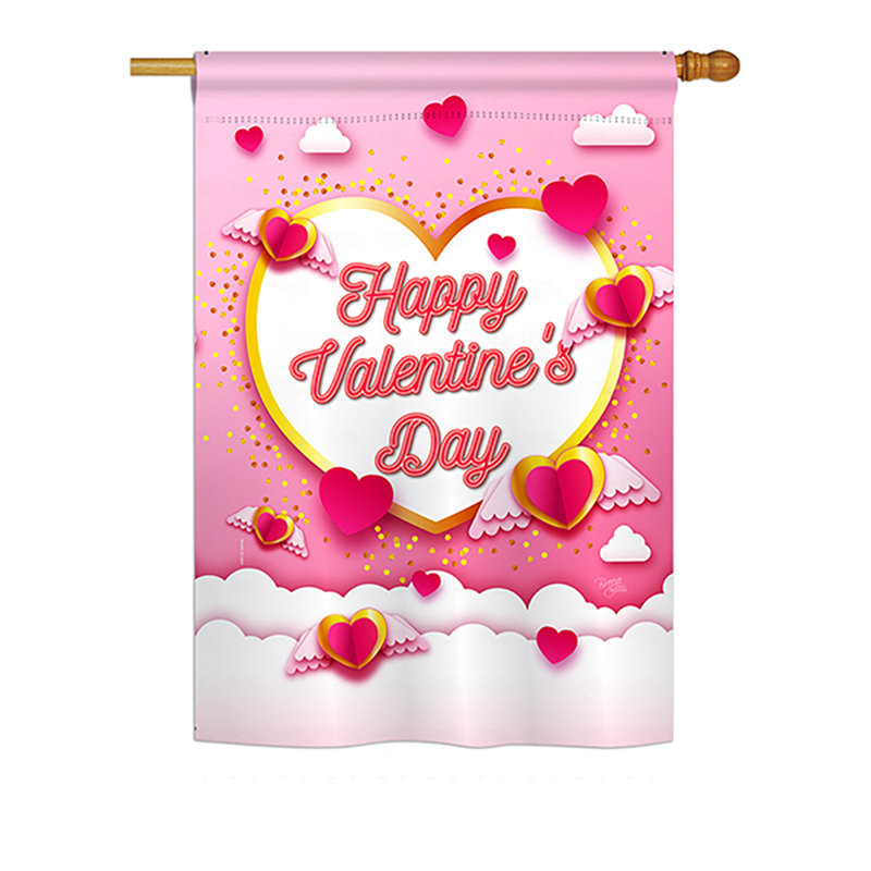 2 côtés en polyester 40 x 28 po, le printemps de st valentin de st valentin drapeau de jardin