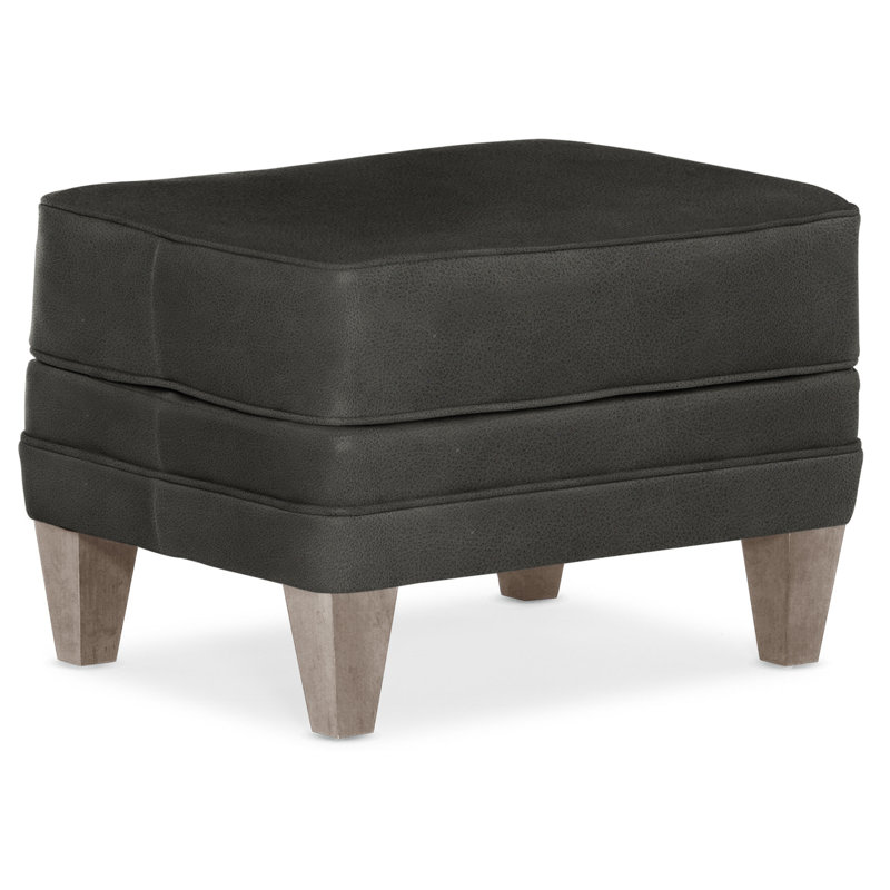 Willow Ottoman, Stone, Aline Fumo Genuine Leather