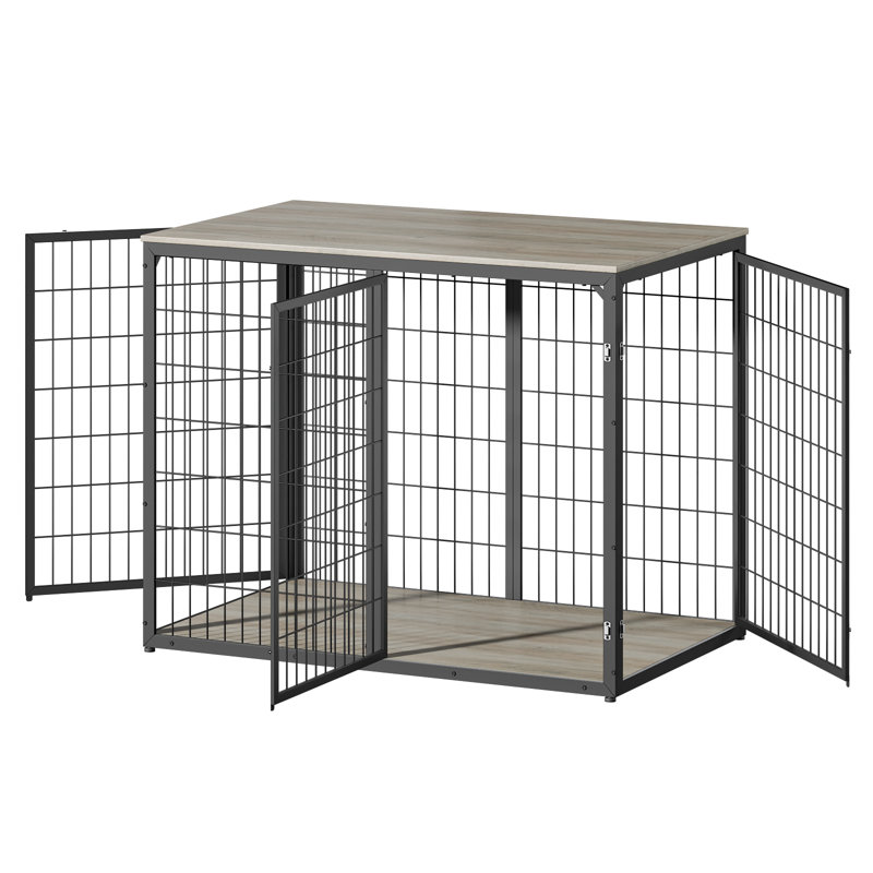 Meuble cage pour chien Barney, Gris