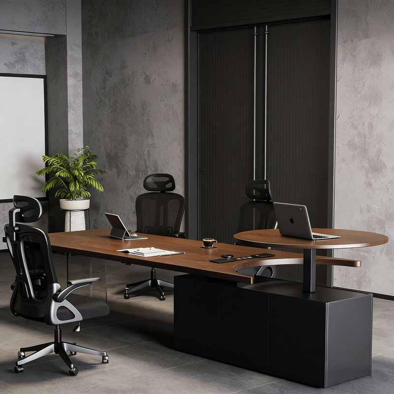Bureau de direction de 118,11 pouces | Rangement luxueux à double armoire et design minimaliste
