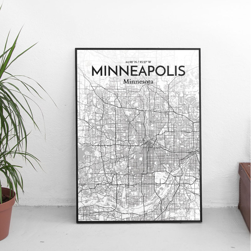Minneapolis City Map 1 Piece Wall Art, 43.2 cm H x 27.9 cm x 0.13 cm D