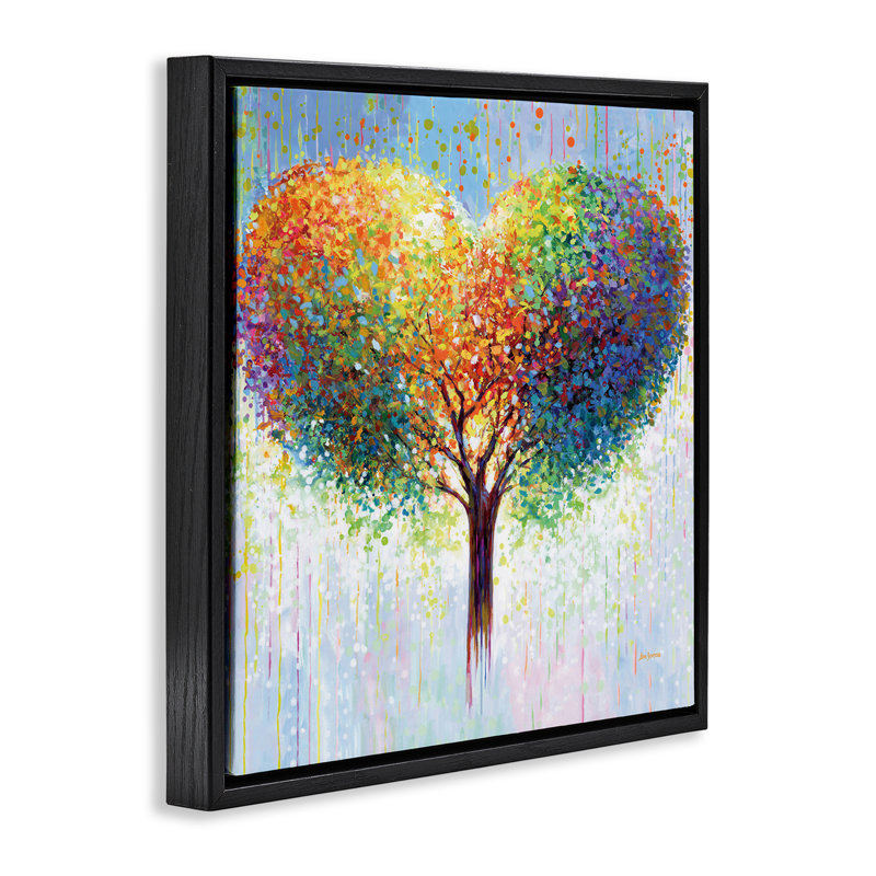  Art mural sur toile "Bold Hued Heart" encadré par Leon Devenice, H 25 po x l 25 po, Cadre flottant noir de jais