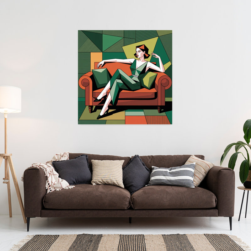 Art contemporain, art abstrait rétro, H 36 po x l 36 po