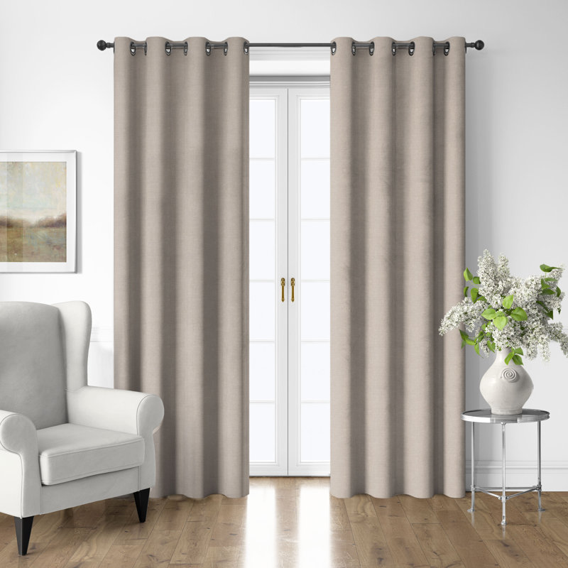 Ensemble de 2 rideaux en coton naturel avec œillets Shay, L 50 po x L 216 po