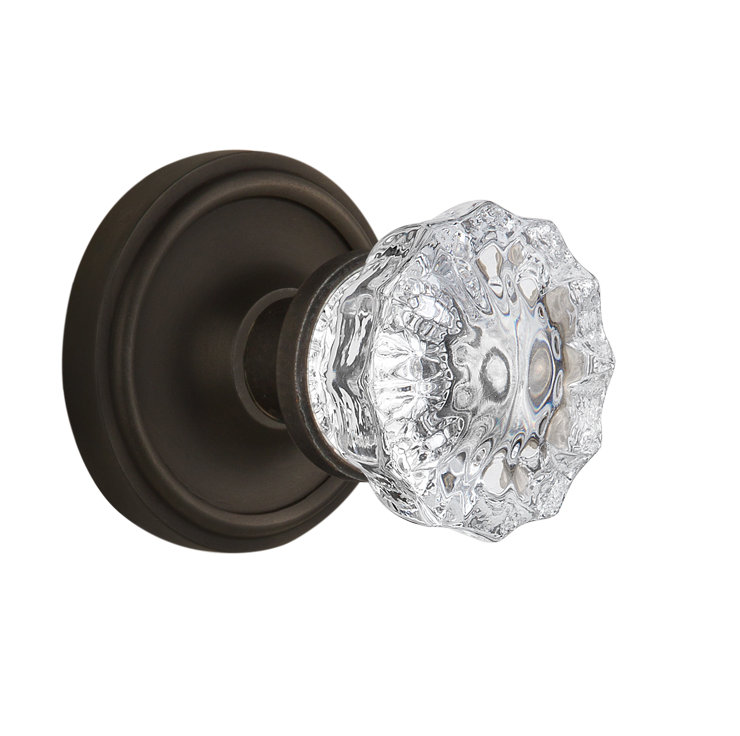 Classic Rosette with Crystal Door Knob, Oil-Rubbed Bronze, 2-3/8"