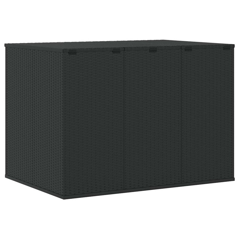 Coffre de rangement pour coussin de patio en acier thermolaqué en rotin PE noir