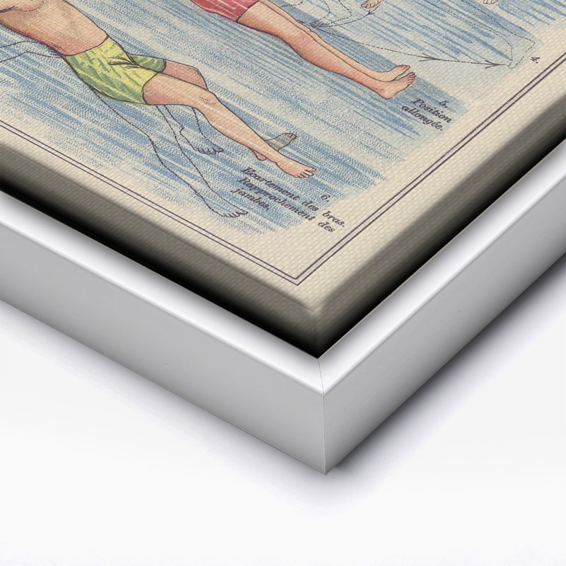 Frederich Eduard Bilz - Natation, Canevas, Encadrement blanc, H 08 po x l 10 po