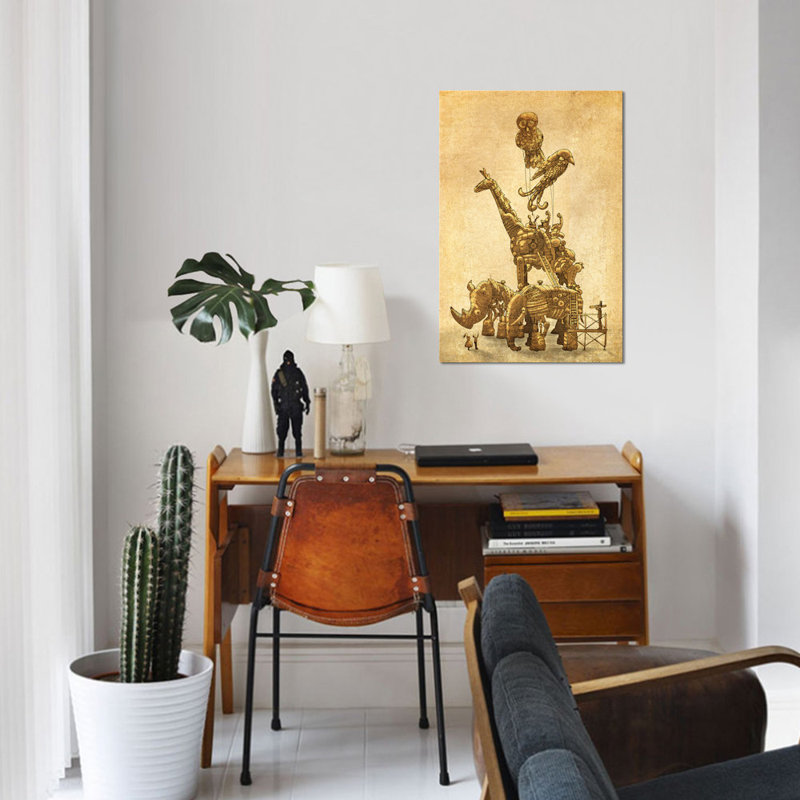 « the clockwork menagerie », impression sur toile, H 12 po x l 8 po x P 0,75 po, Pas de tapis, Toile tendue