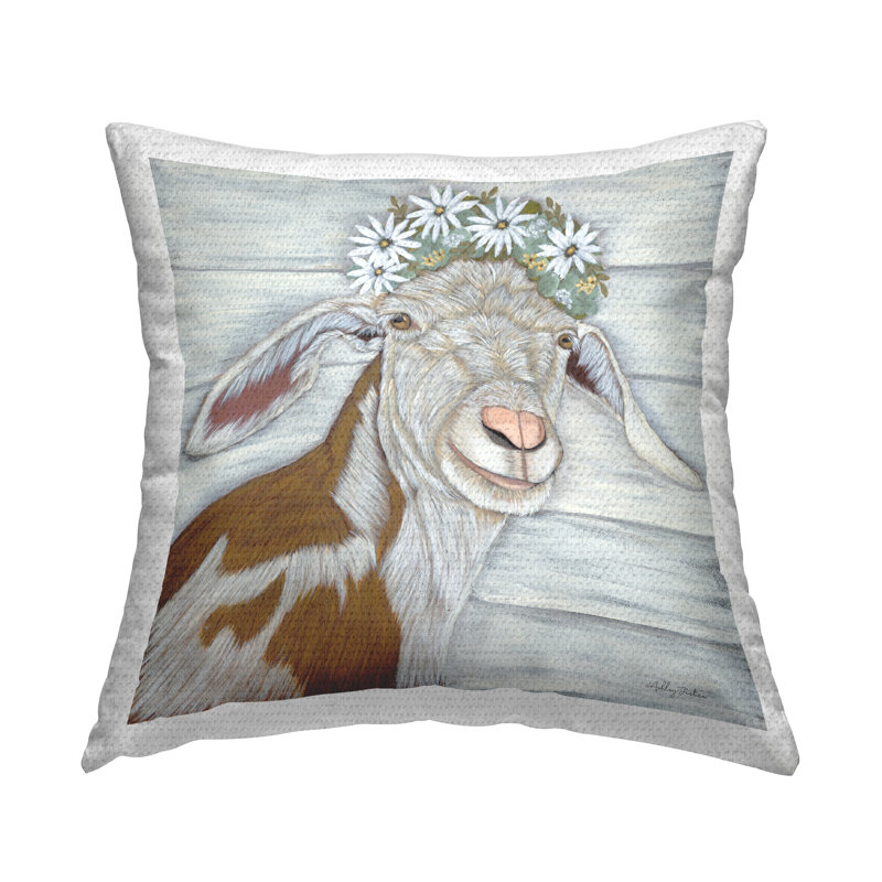 Coussin d'extérieur Rustic Goat White Daisies