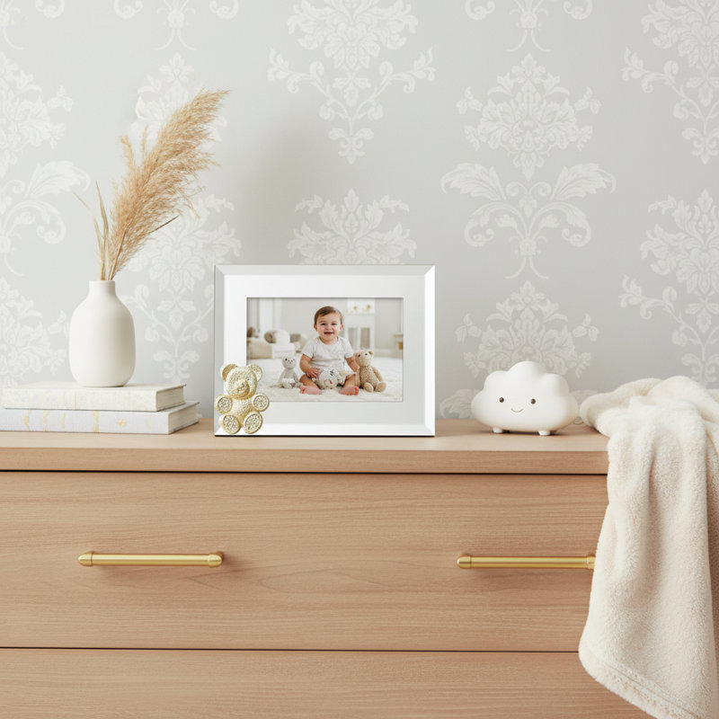 Teddy Bear 4" x 6" Picture Frame, Gold/White, 4" x 6"