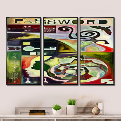 Organic Abstract Forms in Green Red and Black - 3 Piece Picture Frame Print on Canvas -  Winston Porter, B5624F87F7B348218BB86DA684597A39