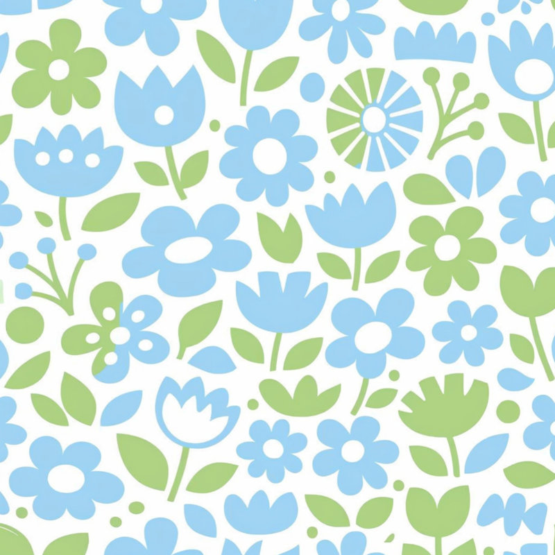 Tapis de bain Bold Floral Silhouettes, L 24 po x L 17 po, Bleu moyen / vert moyen