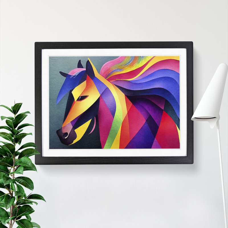 Horse In Abstract - Single Picture Frame Print, Black Framed, 46cm H x 64cm W x 2cm D