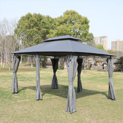 Grey Gazebo with Storage, Adjustable Design and Folding Design, Water-Resistant Design for Outdoor Space