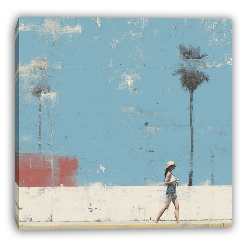 Palm Street Stroll Wrapped Canvas Wall Art, 12"W x 12"H x 1"D