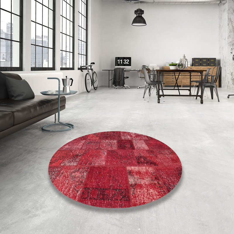 Tapis rouge contemporain, Rond 5 pi