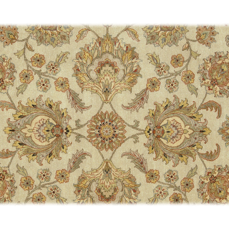 Tapis crème et doré de haute qualité noué à la main