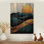 Lever de soleil sur les montagnes émeraude dorées Horizon III - Paysage mural en bois
