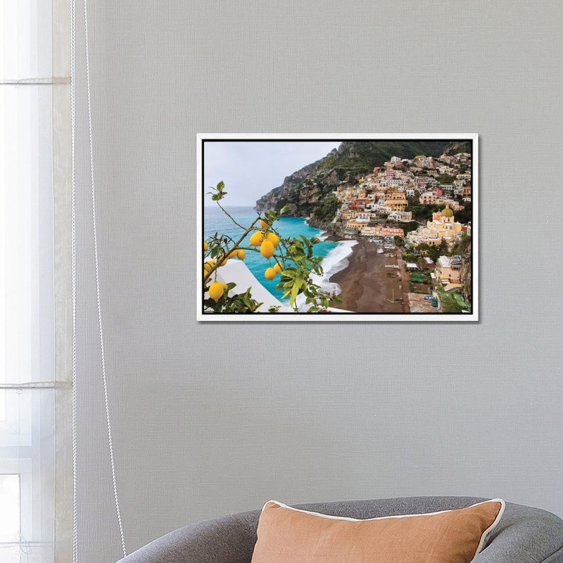 Positano Spring View, Amalfi Coast, Italy by George Oze - Print on Canvas, White Framed Canvas, 66.04 cm H x 45.72 cm W