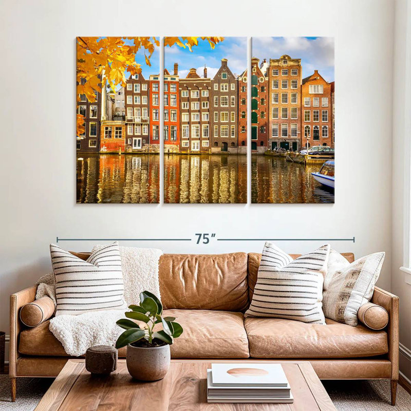 Bâtiments de Sireci au canal Amsterdam, H 42 po x l 65 po