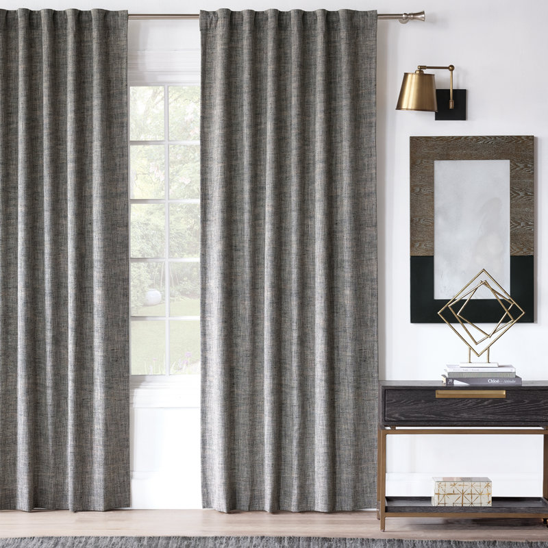 Rowley Room Darkening Curtain, 48" W x 108" L, Charcoal