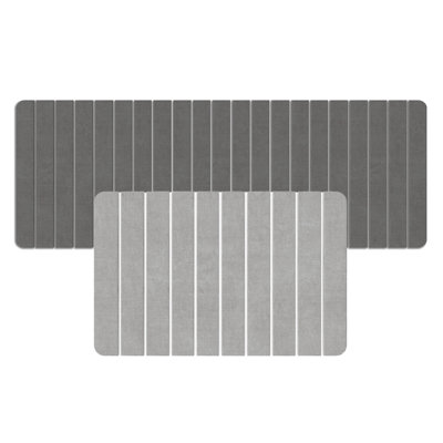 Ensemble de tapis de bain à séchage rapide Diatomite - Très grand + Tapis gris moyen