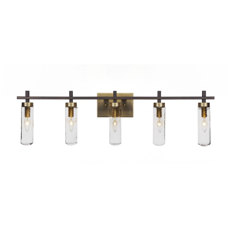 Salinda 5 Light Bath Bar, Clear Bubble, Matte Black/Brushed Nickel