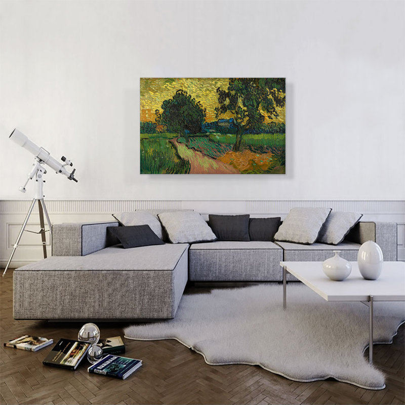 «Landscape at Twilight 1890» par Vincent Van Gogh, reproduction d'art sur toile tendue, H 26 po x l 40 po x P 0,75 po