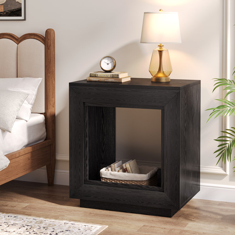 24" Farmhouse Square End Table, Black