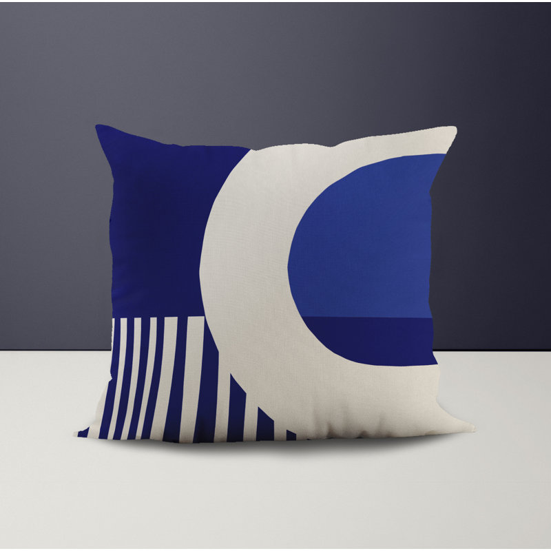 Jeté carré en polyester intérieur / extérieur, L 15 po x H 15 po, Bleu marine