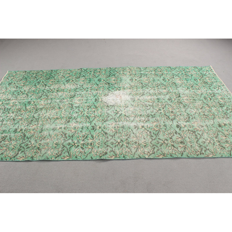 Tapis turc antique vert vif pour la décoration de la salle à manger et l'esthétique de la maison