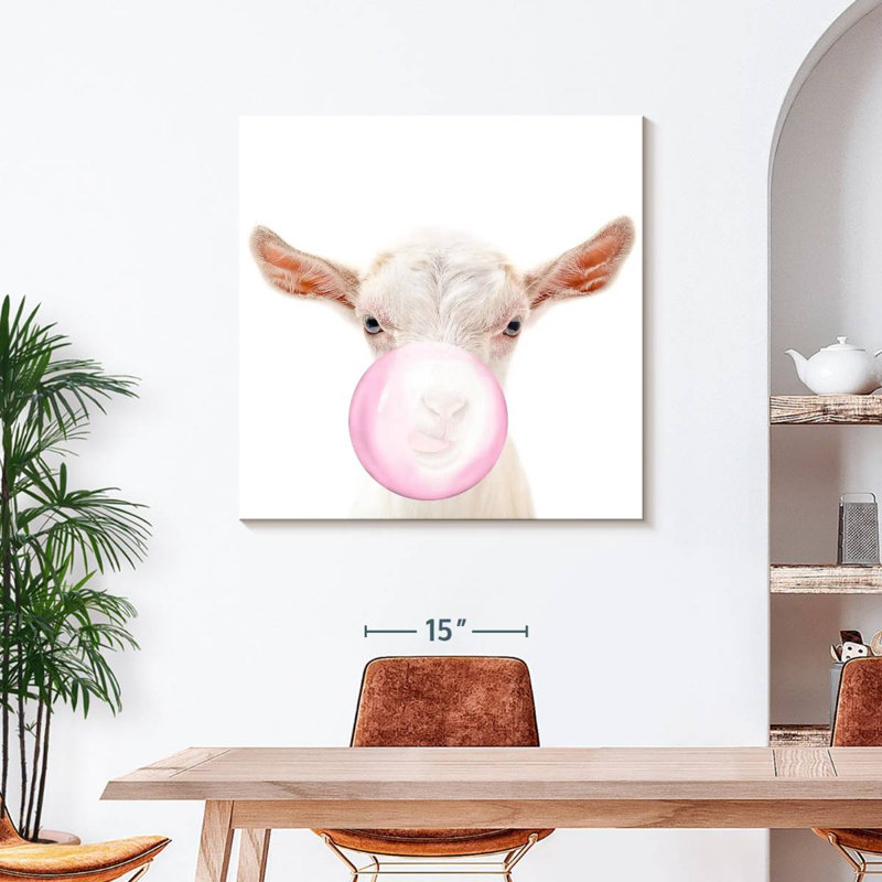 " Bubble Gum Goat ", 39" H x 39" W x 1.25" D