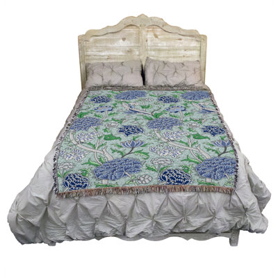 Pure Country Weavers William Morris Cray Seafoam Blanket - Arts & Crafts - Gift Tapestry Throw Woven from Cotton - Made in the USA (72x54)