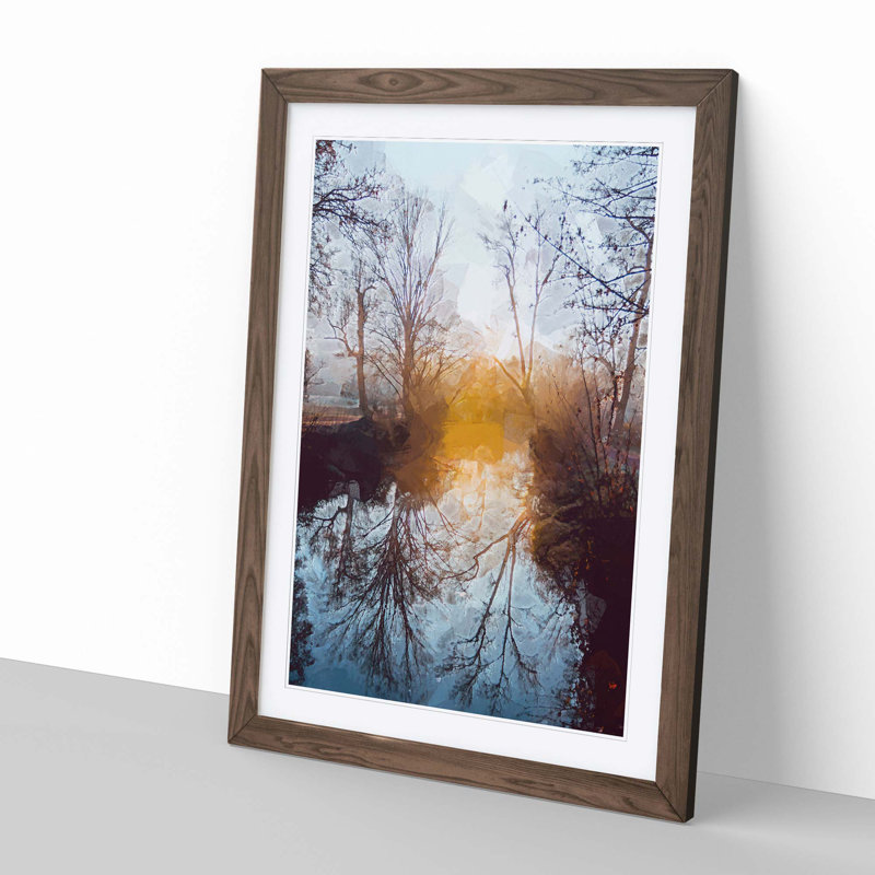 Trees in Abstract - Framed Print, 50cm H x 35cm W x 2cm D, Walnut