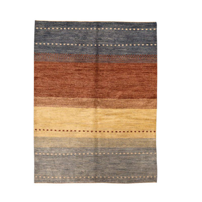 Hand Knotted Wool Striped Indoor Rug
