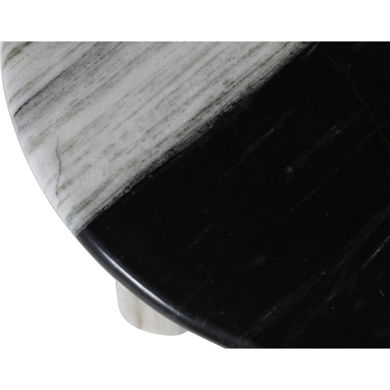 Iverna Marble Top End Table, Black/White