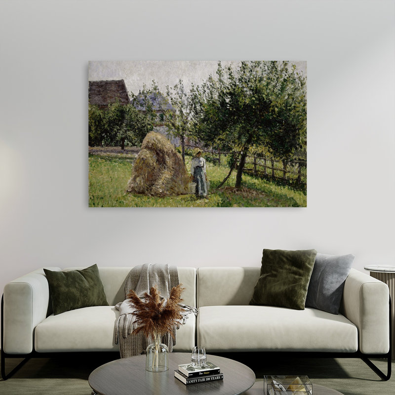 Pommiers à Eragny, matin ensoleillé, 1903. Estampe murale impressionniste rustique abstraite représentant un paysage de fruits.