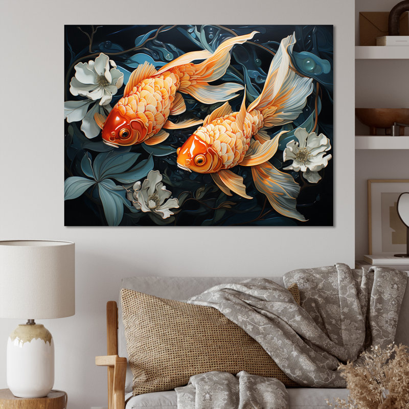 " Fishing Harmonious Hues I ", 34" H x 44" W x 1.5" D, Wrapped Canvas